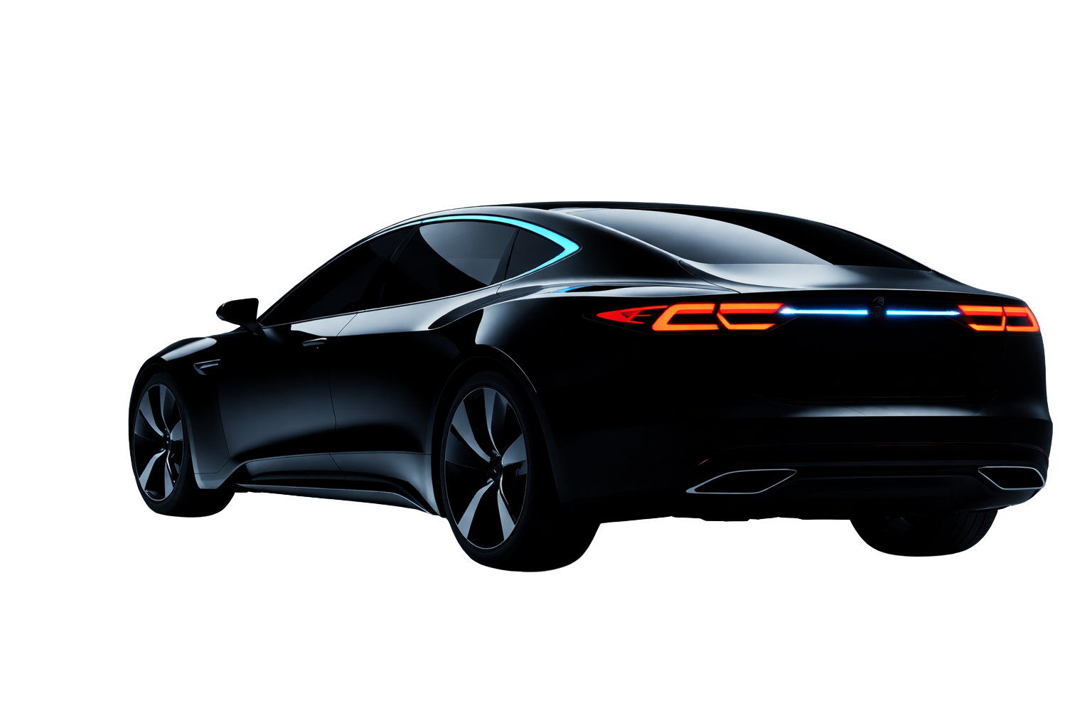 Premium black luxury sedan rear view